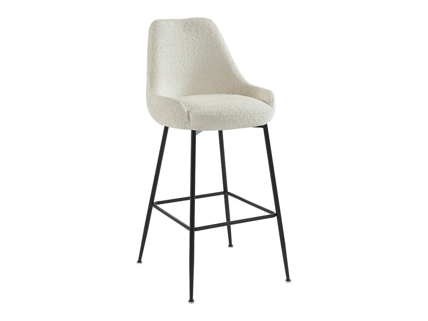 Conjunto de 2 taburetes de bar de tela rizada y metal negro - blanco - TOYBA