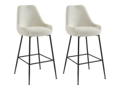 Conjunto de 2 taburetes de bar de tela rizada y metal negro - blanco - TOYBA