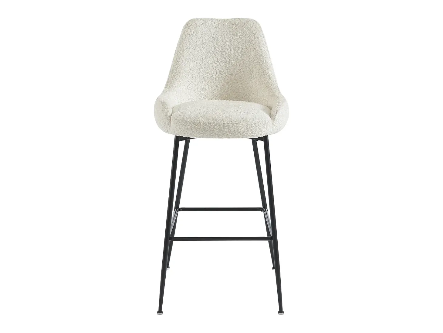 Conjunto de 2 taburetes de bar de tela rizada y metal negro - blanco - TOYBA