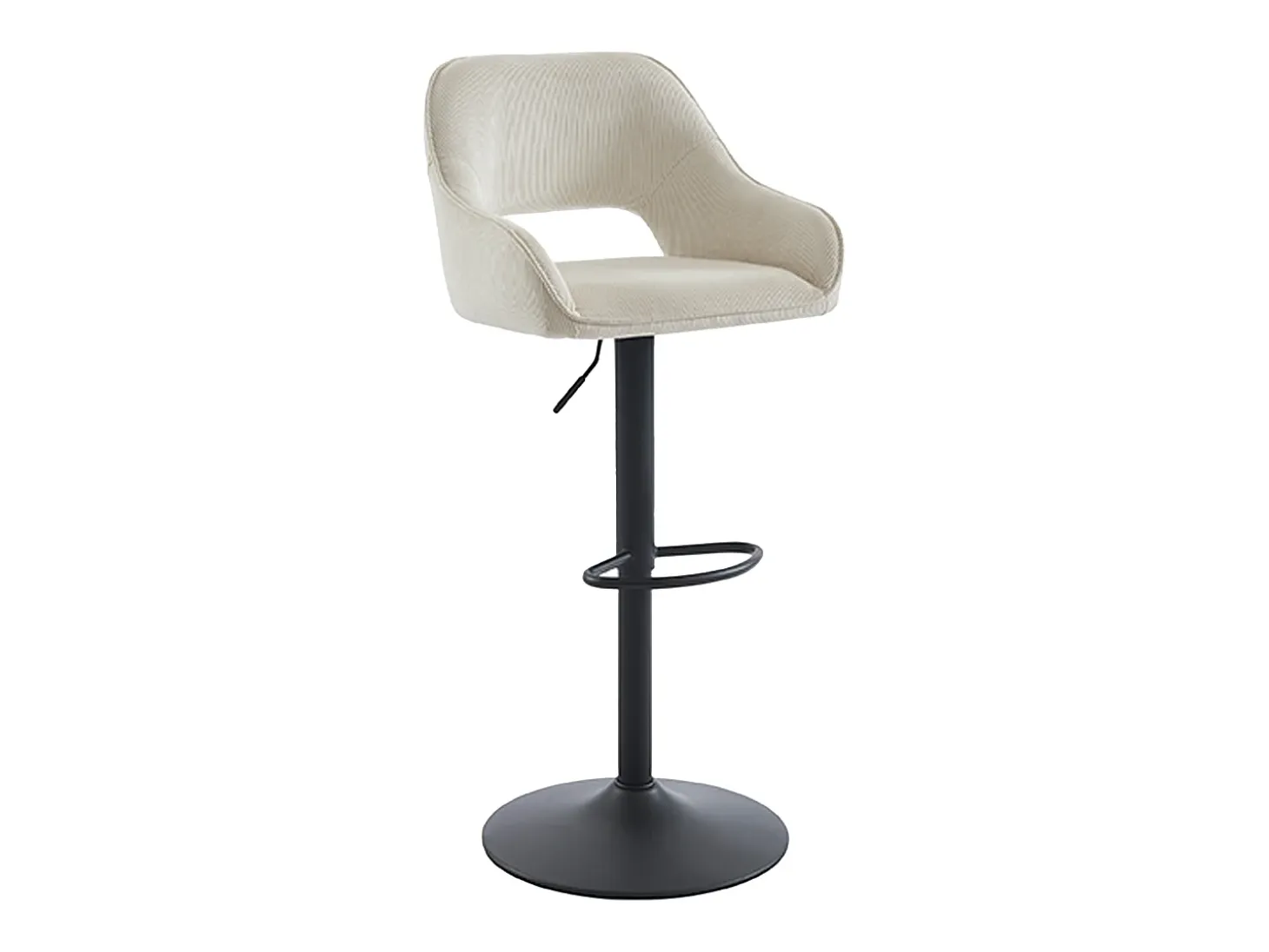 Conjunto de 2 taburetes de bar de pana y metal - Altura ajustable - Crema - ZINEA