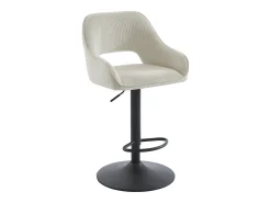 Conjunto de 2 taburetes de bar de pana y metal - Altura ajustable - Crema - ZINEA