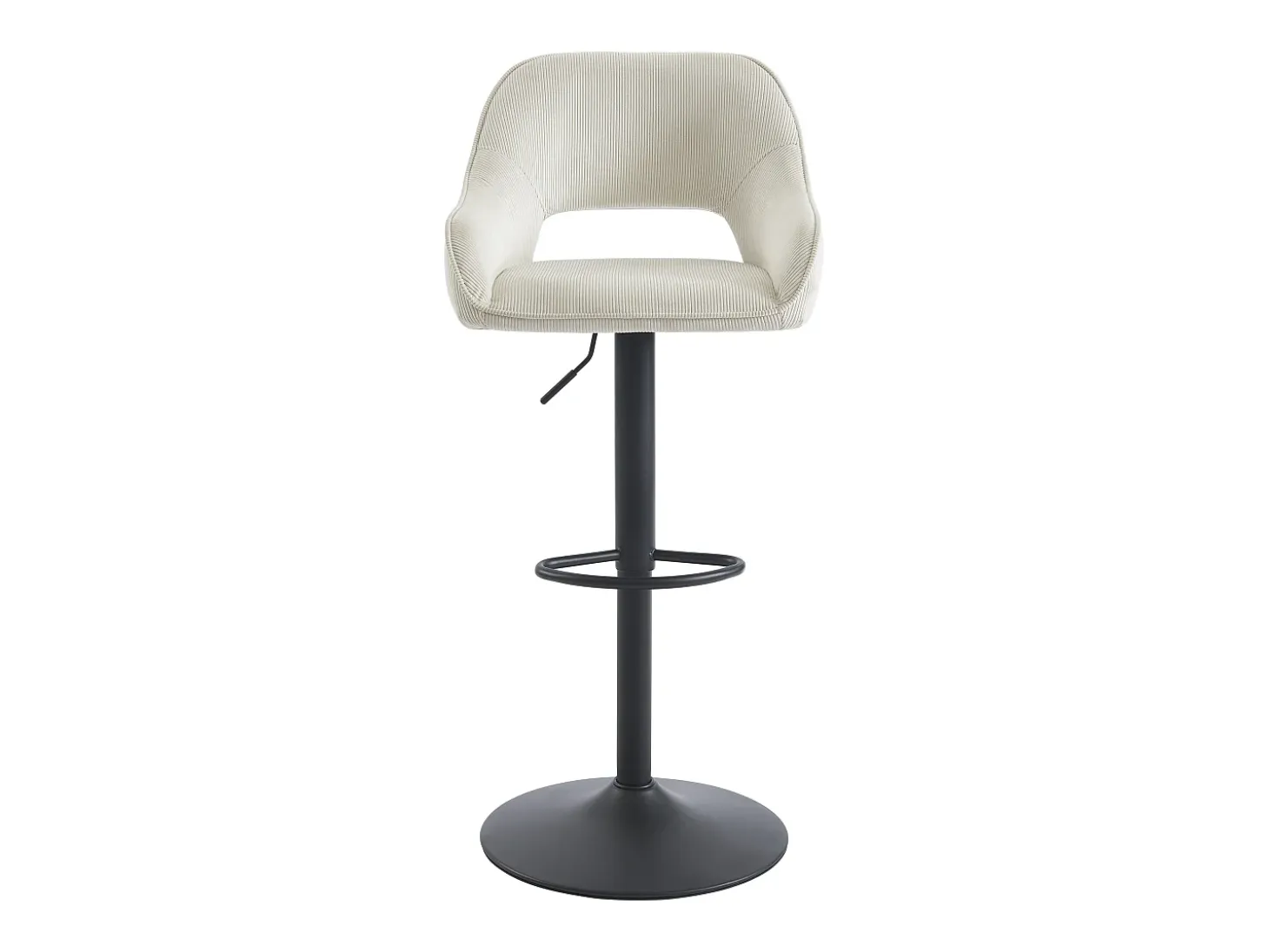 Conjunto de 2 taburetes de bar de pana y metal - Altura ajustable - Crema - ZINEA