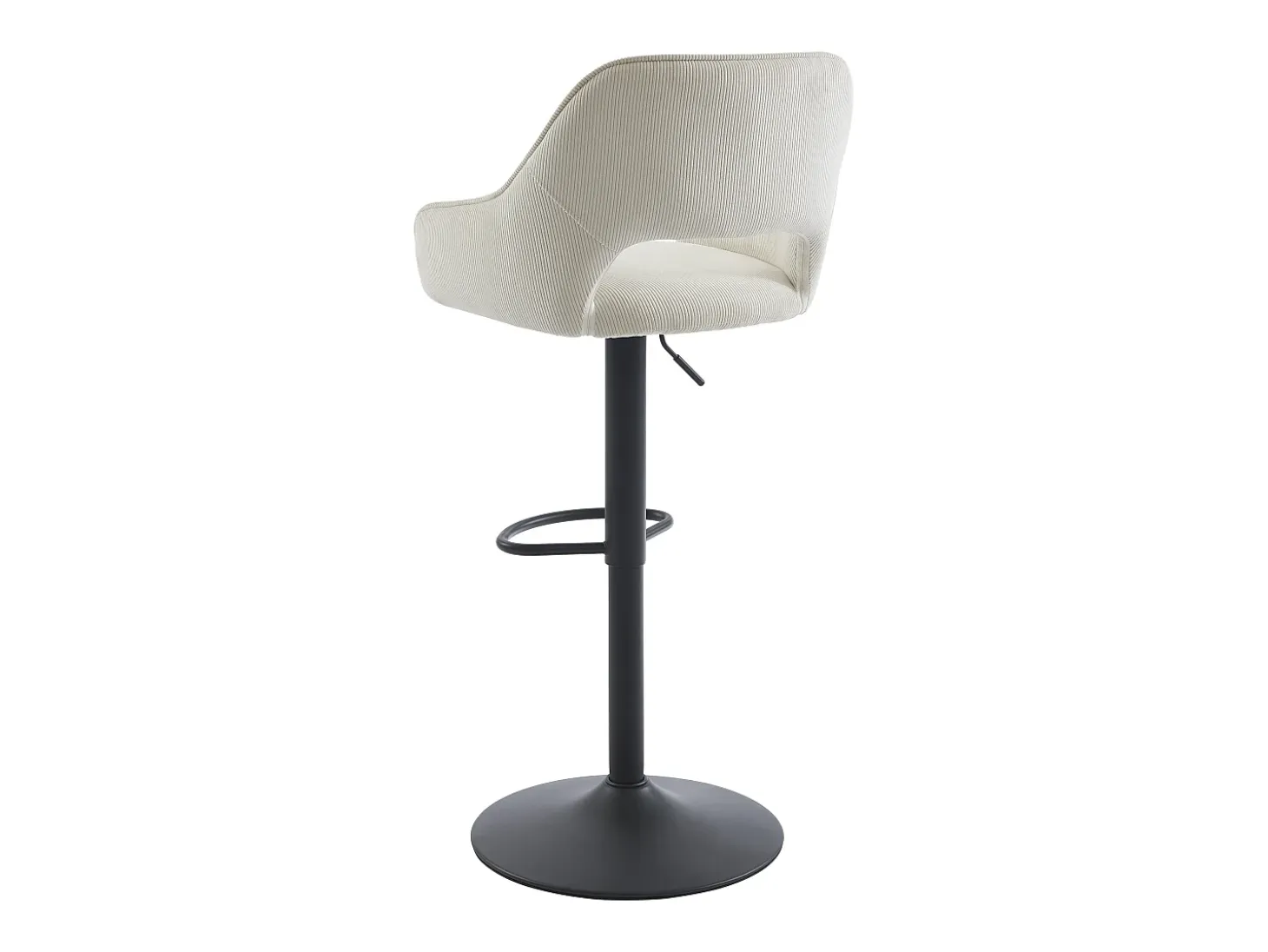 Conjunto de 2 taburetes de bar de pana y metal - Altura ajustable - Crema - ZINEA