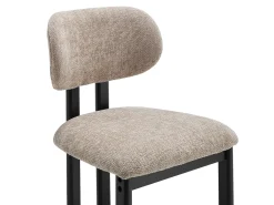 Conjunto de 2 taburetes de bar en tela texturizada y madera de hevea negra - Topo - YELAZ