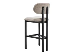 Conjunto de 2 taburetes de bar en tela texturizada y madera de hevea negra - Topo - YELAZ