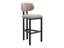 Conjunto de 2 taburetes de bar en tela texturizada y madera de hevea negra - Topo - YELAZ