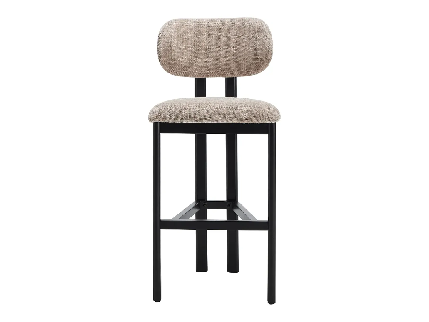 Conjunto de 2 taburetes de bar en tela texturizada y madera de hevea negra - Topo - YELAZ
