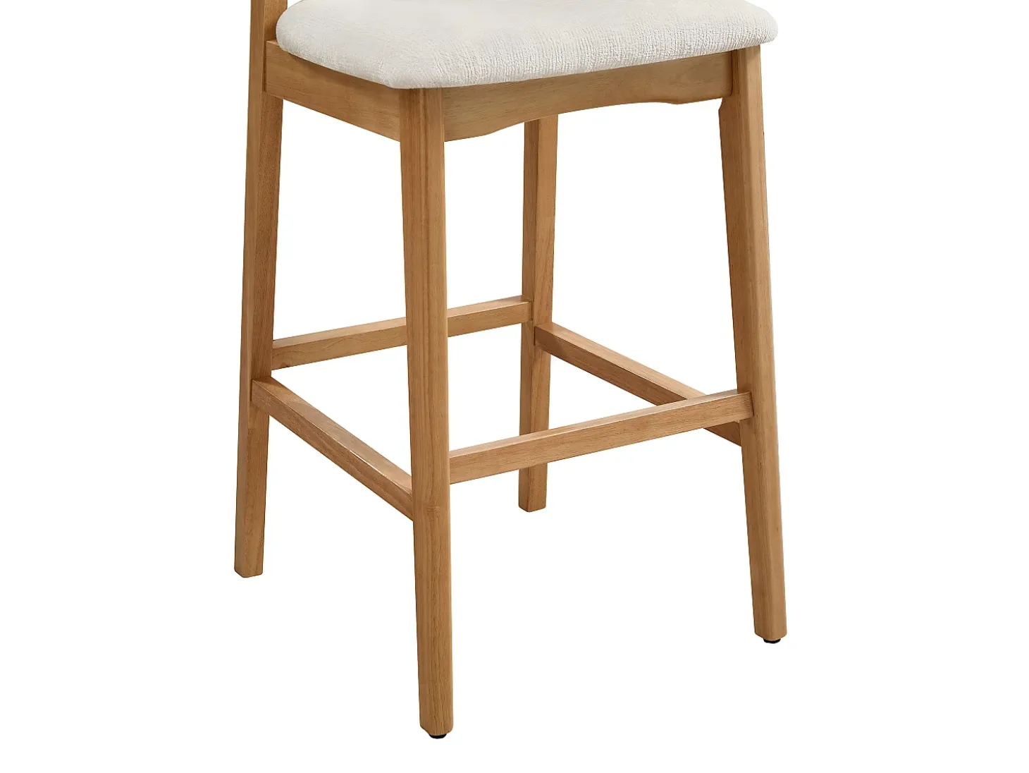 Conjunto de 2 taburetes en tela texturizada y madera de hevea natural - Crema - LERANIA
