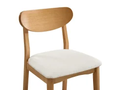Conjunto de 2 taburetes en tela texturizada y madera de hevea natural - Crema - LERANIA