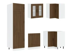 Conjunto de armarios de cocina de 14 piezas "Kalmar" de madera de ingeniería de roble marrón