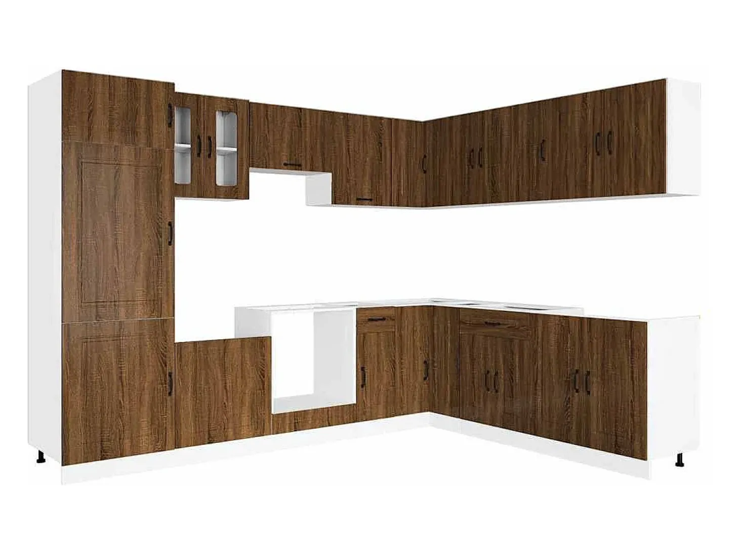 Conjunto de armarios de cocina de 14 piezas "Kalmar" de madera de ingeniería de roble marrón