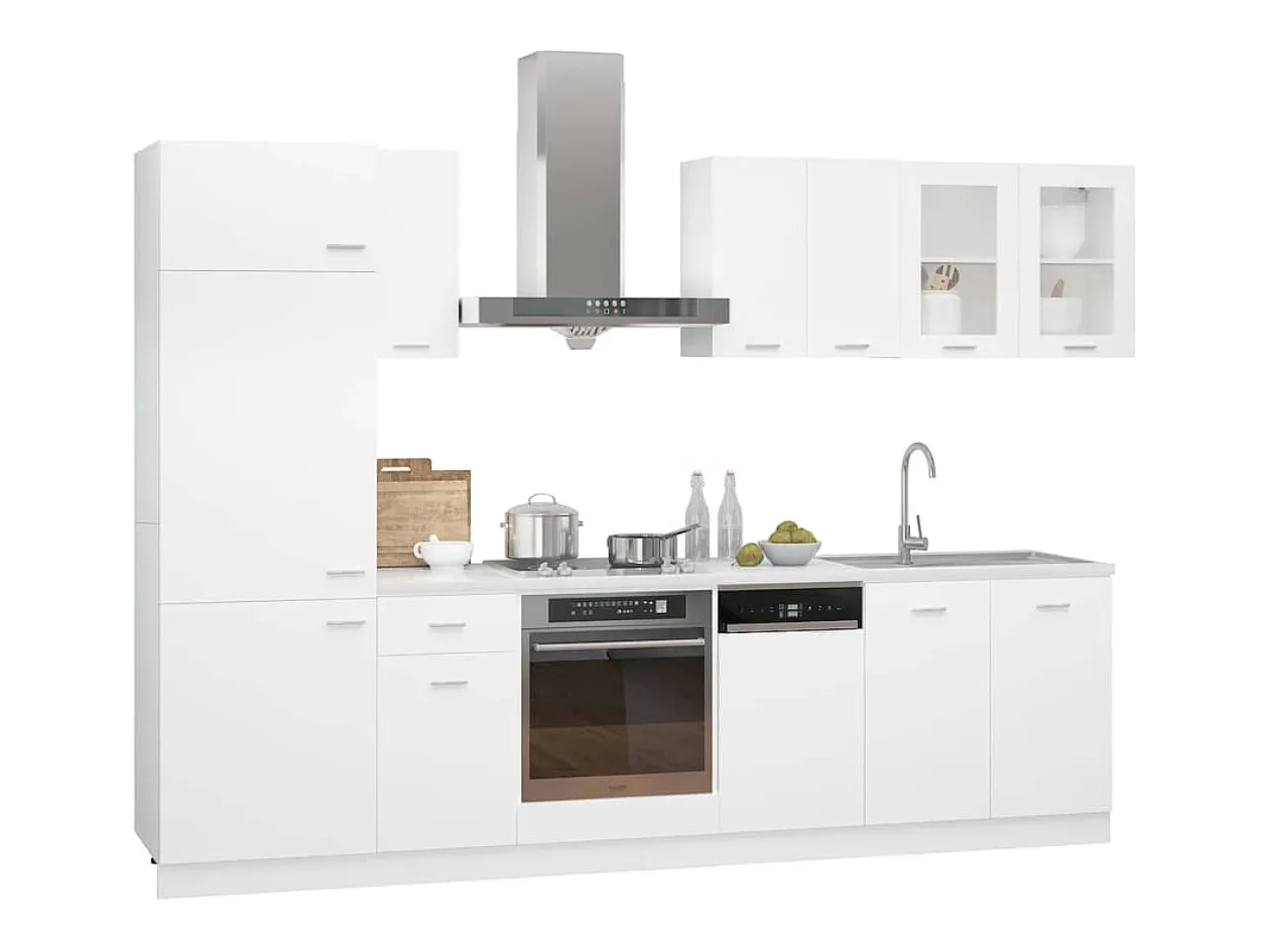 Conjunto de armarios de cocina de 8 piezas "Lyon" de madera de ingeniería blanca