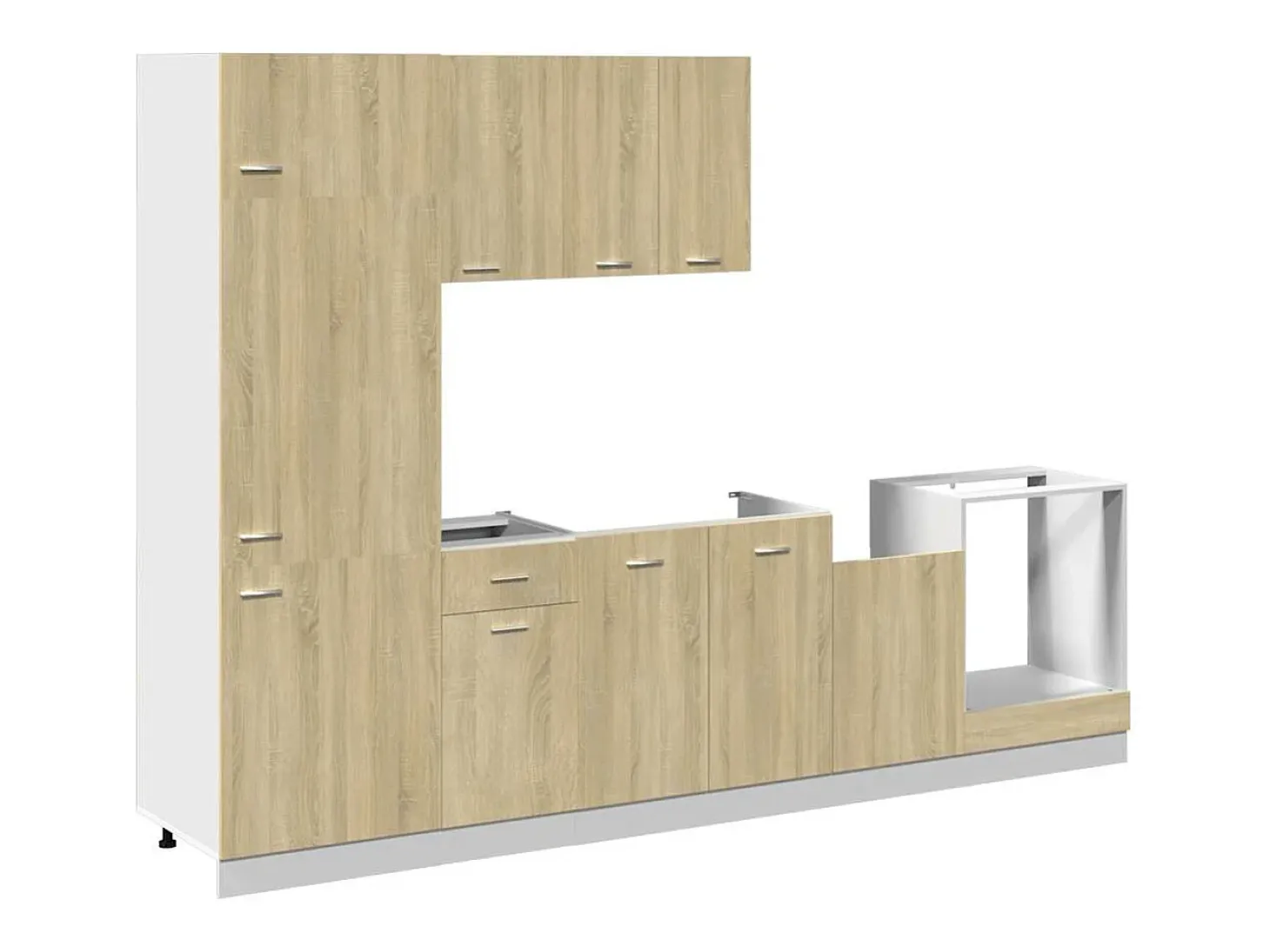 Conjunto de armarios de cocina "Lyon" de 7 piezas de madera de ingeniería de roble Sonoma