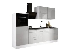 Conjunto de cocina: Blanco Mate, Gris Hielo, dimensiones: ancho: 250 cm, alto: 220 cm, fondo: 60 cm
