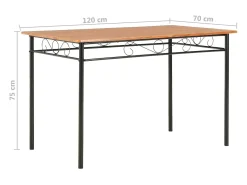 Conjunto de comedor 7 piezas MDF y acero marrón