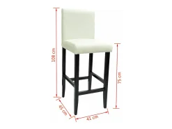 Conjunto de dos taburetes de bar de diseño silla con asiento de piel sintética blanca 1202148