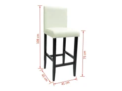 Conjunto de dos taburetes de bar de diseño silla con asiento de piel sintética blanca 1202148