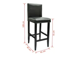 Conjunto de dos taburetes de bar de diseño con asientos de piel sintética negra 1202057