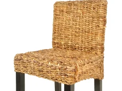 Conjunto de dos taburetes de bar de diseño asiento de silla en madera de mango marrón y abacá 1202058