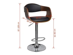 Conjunto de dos taburetes de bar de diseño asiento de silla con respaldo piel sintética negra 1202186