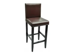 Conjunto de dos taburetes de bar de diseño con asientos de piel sintética marrón 1202096