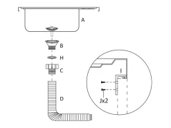 Conjunto de fregadero y escurridor de cocina plata 800x600x155 mm acero inoxidable