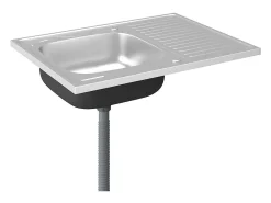 Conjunto de fregadero y escurridor de cocina plata 800x600x155 mm acero inoxidable