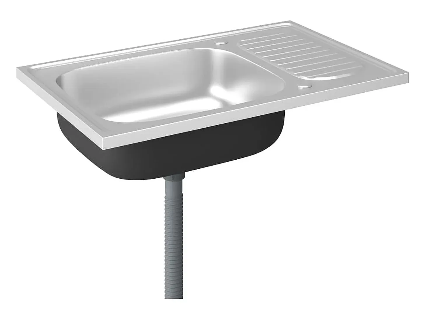 Conjunto de fregadero y escurridor de cocina plata 800x500x155 mm acero inoxidable