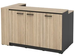 Conjunto de isla de cocina + 2 taburetes - Negro y Natural Claro - NUSICE