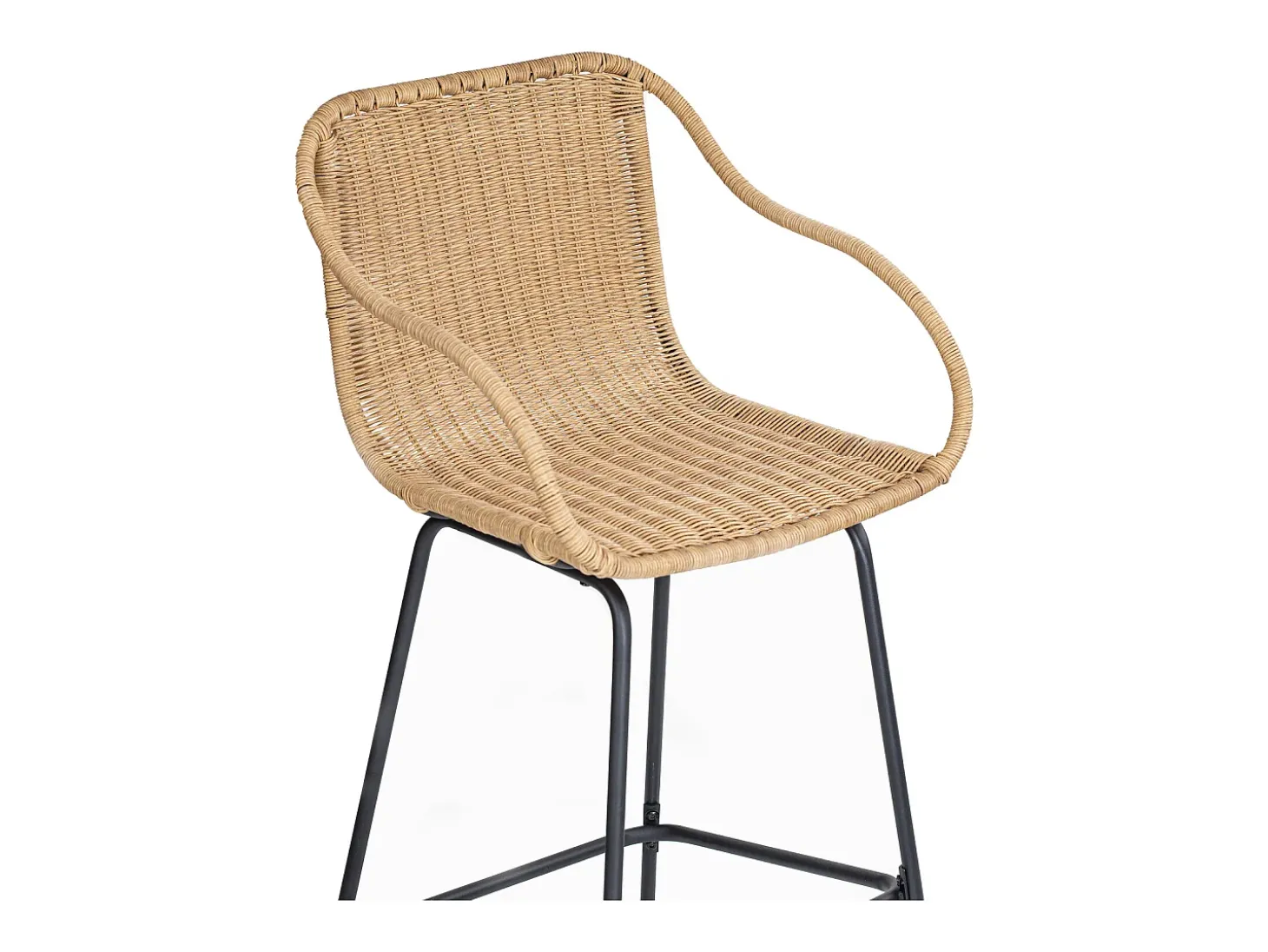 Conjunto de isla y sillas de bar de metal con asiento de ratán 65cm MOOREA