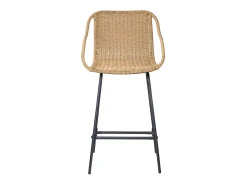 Conjunto de isla y sillas de bar de metal con asiento de ratán 65cm MOOREA