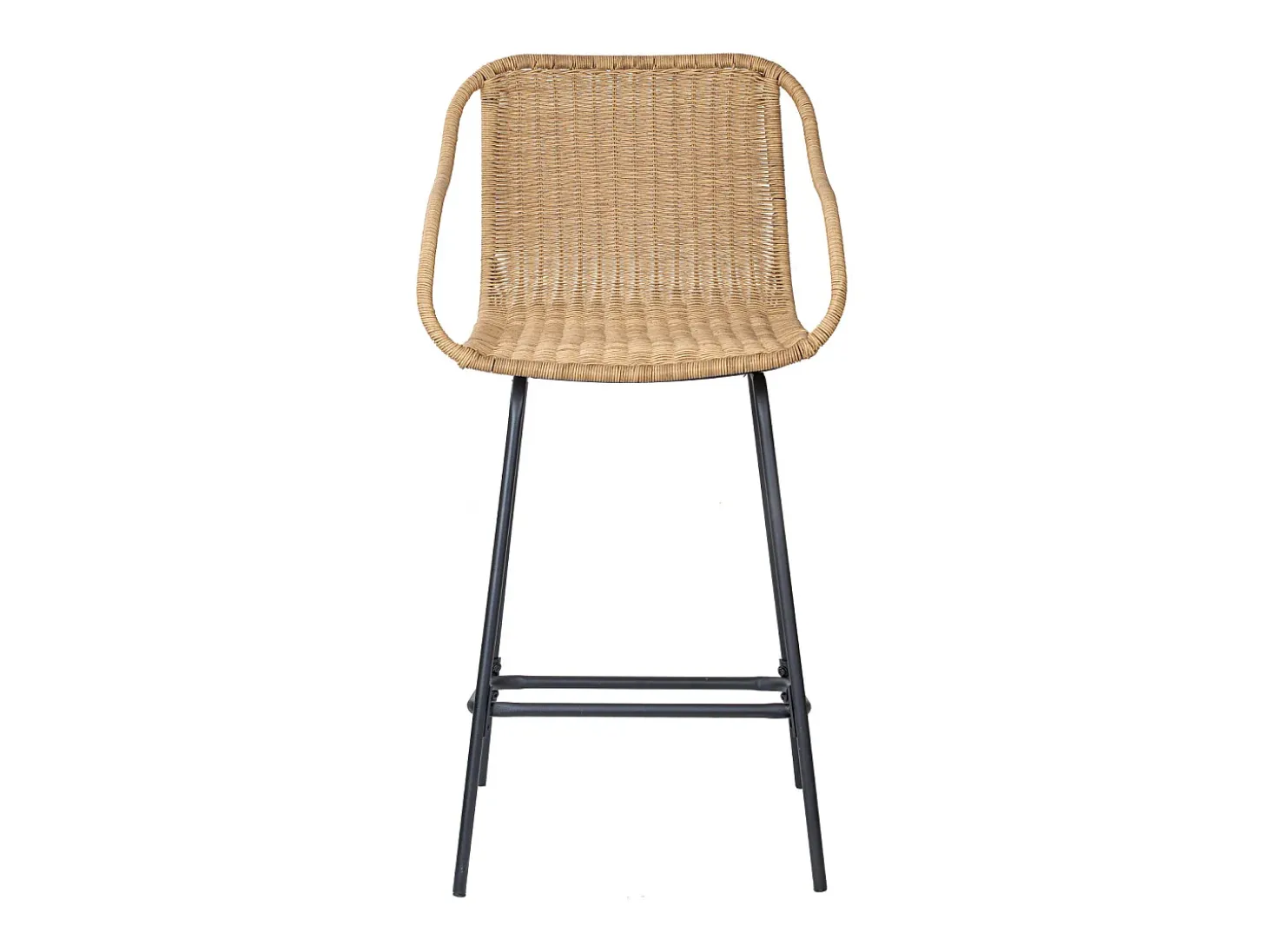 Conjunto de isla y sillas de bar de metal con asiento de ratán 65cm MOOREA