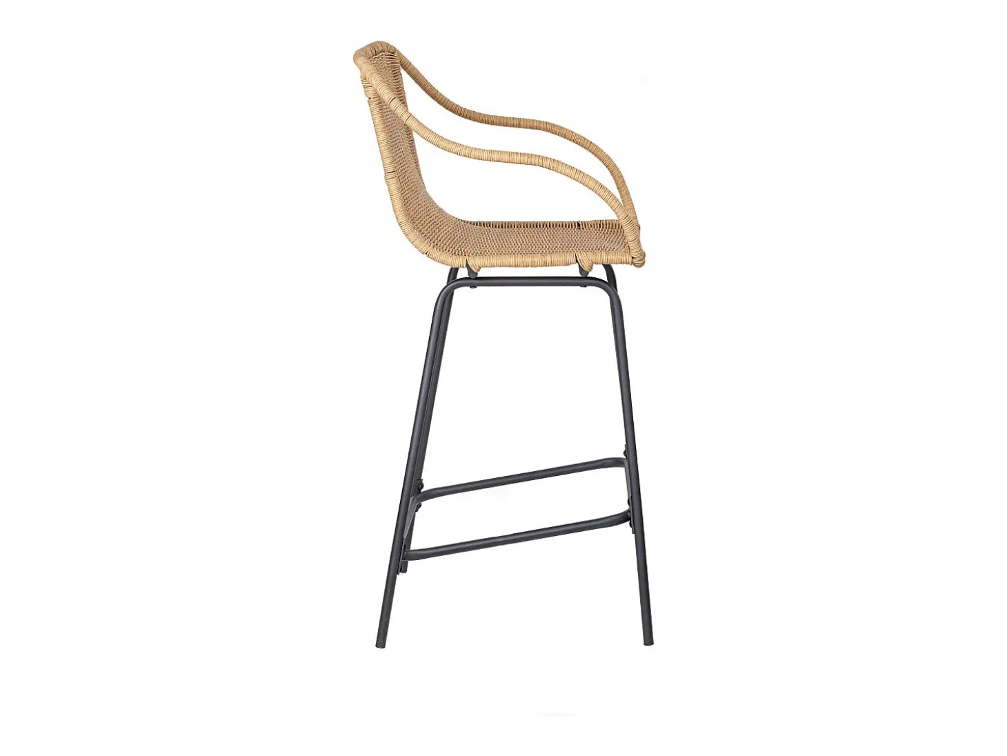 Conjunto de isla y sillas de bar de metal con asiento de ratán 65cm MOOREA