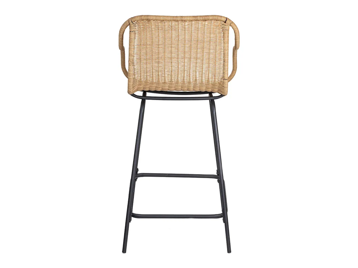Conjunto de isla y sillas de bar de metal con asiento de ratán 65cm MOOREA