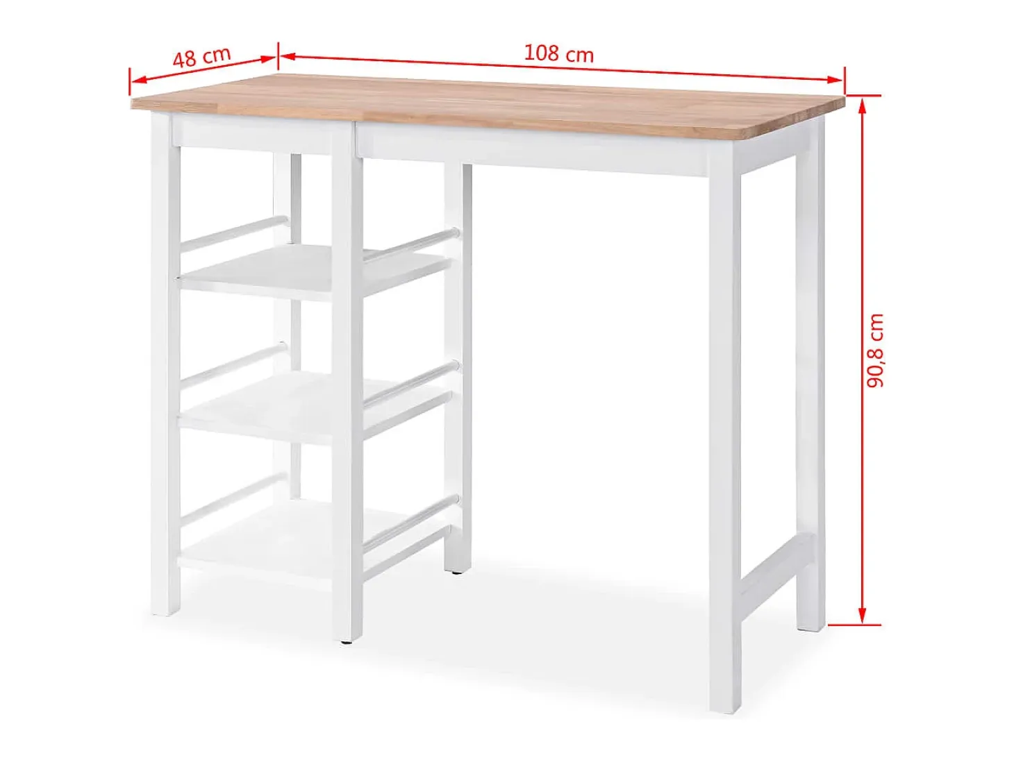 Conjunto de mesa alta de cocina 3 piezas MDF blanco
