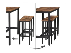 Conjunto de mesa alta 120x60x90 cm marrón rústico alinru