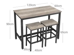 Conjunto de mesa alta 120x60x90 cm beige negro