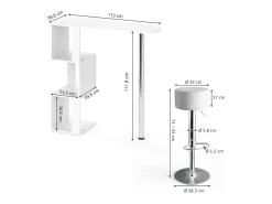 Conjunto de mesa de bar blanco 113x39.8x111.8 vincent