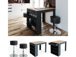 Conjunto de mesa de comedor antracita/roble dorado 67x100x77.5 repose