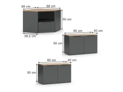 Conjunto de salón antracita/sonoma 68x68x50 wido