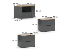 Conjunto de salón antracita/sonoma 68x68x50 wido