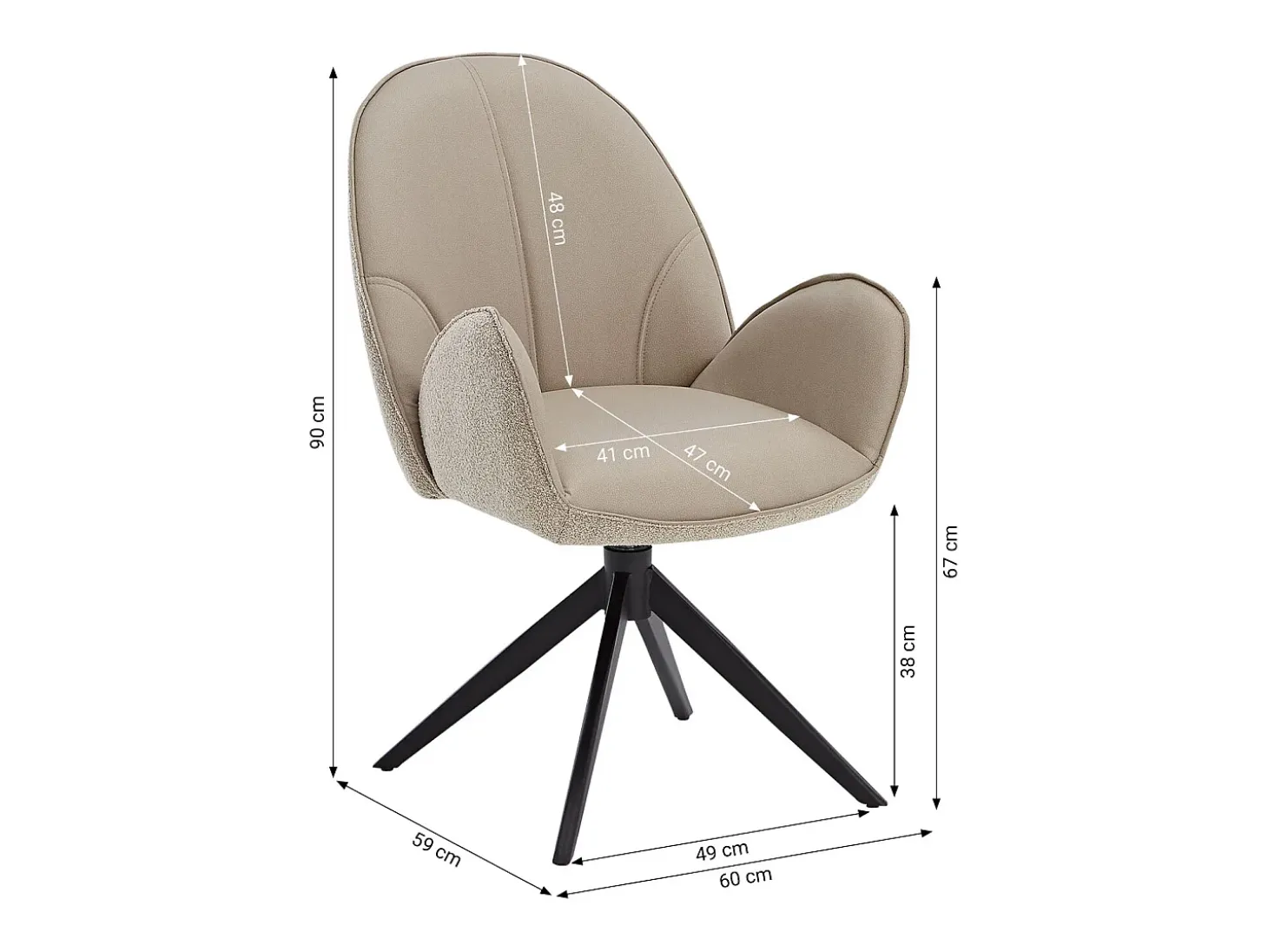 Conjunto de sillas de comedor 60x90x59 cm Beige Moderno Sillas Egg Tapizadas en cuero bouclé