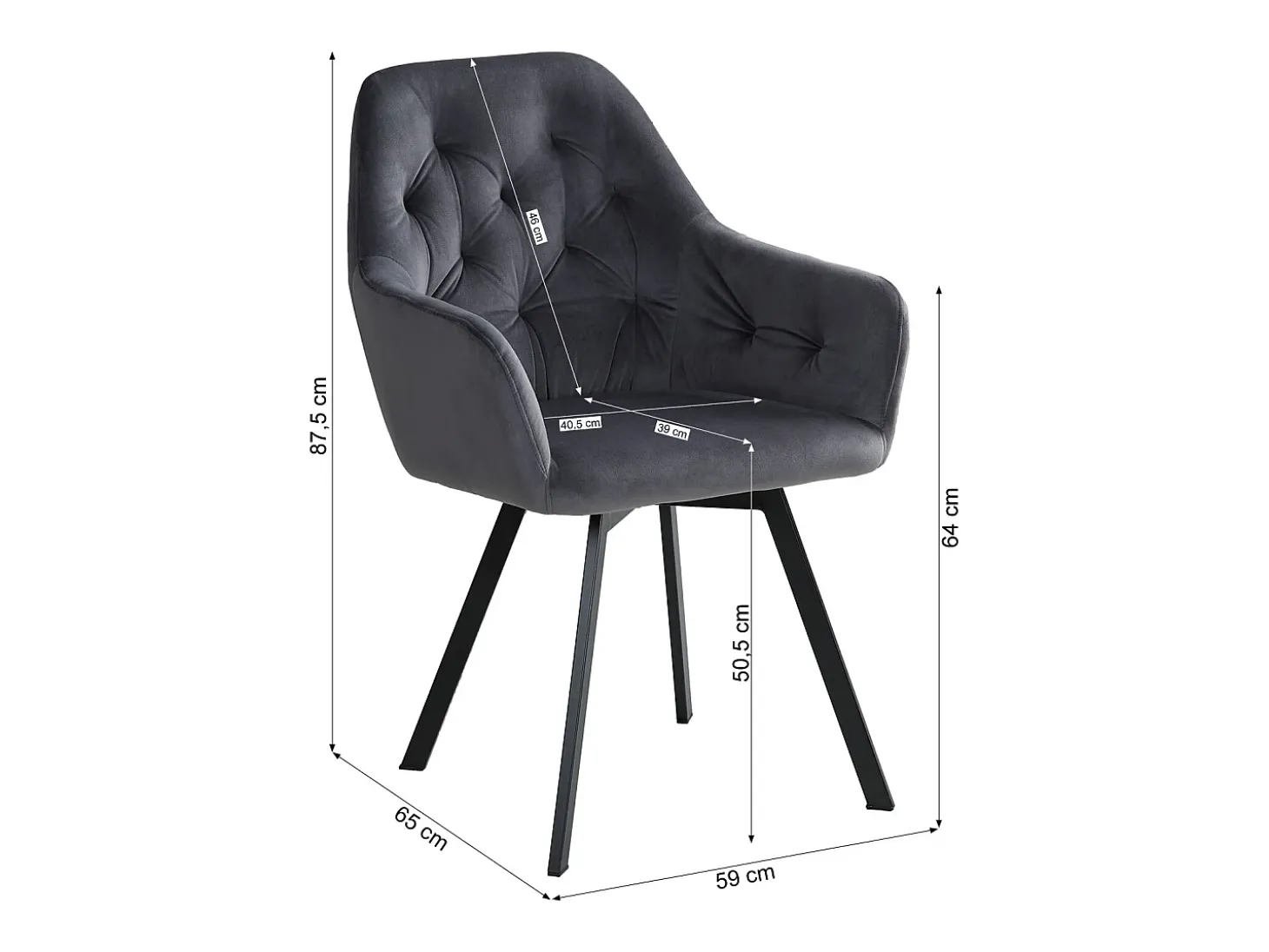 Conjunto de sillas de comedor 59x87.5x65 cm Gris Sillas Eames