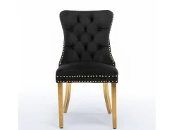 Conjunto de sillas de comedor de terciopelo, diseño contemporáneo de alta gama acolchado, madera maciza, negro y dorado