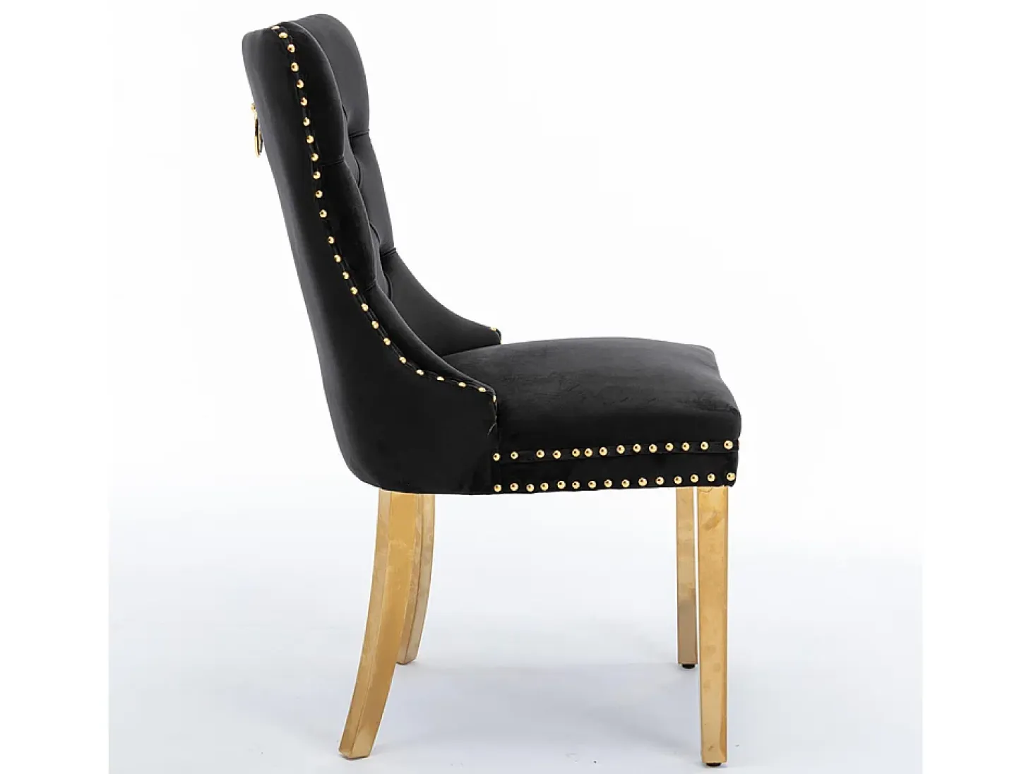 Conjunto de sillas de comedor de terciopelo, diseño contemporáneo de alta gama acolchado, madera maciza, negro y dorado