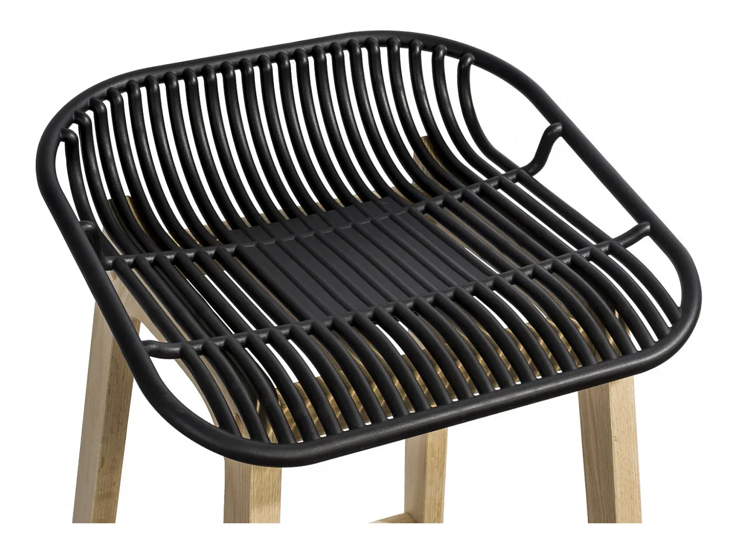 Conjunto de sillas de isla y bar MALMO de roble de 65 cm con asiento de plástico