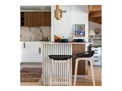 Conjunto de sillas de isla y bar MALMO de roble de 65 cm con asiento de plástico