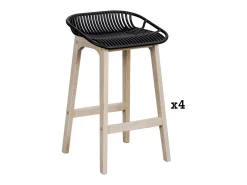 Conjunto de sillas de isla y bar MALMO de roble de 65 cm con asiento de plástico