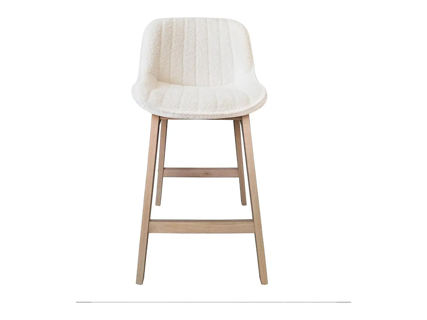 Conjunto de sillas de isla y bar de roble con asiento de tela de rizo MILK de 65 cm
