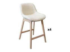 Conjunto de sillas de isla y bar de roble con asiento de tela de rizo MILK de 65 cm